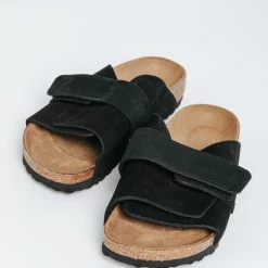 Piper & Scoot Shoes Birkenstock: Kyoto Suede Leather Sandal In Black