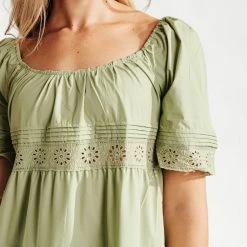 Piper & Scoot The Elba Eyelet Detail Dress In Green