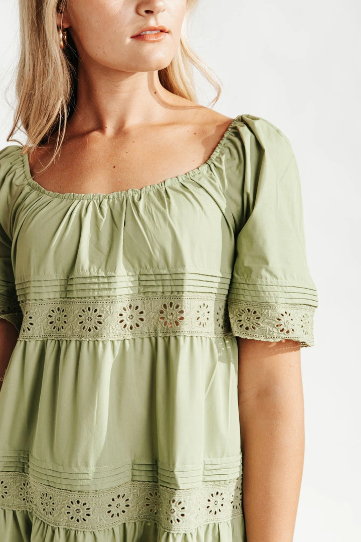 Piper & Scoot The Elba Eyelet Detail Dress In Green