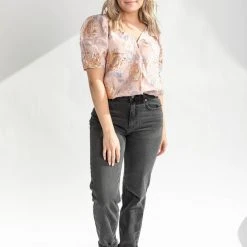 Piper & Scoot Tops The Annabelle Textured Bodysuit In Blush