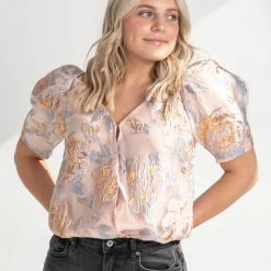 Piper & Scoot Tops The Annabelle Textured Bodysuit In Blush