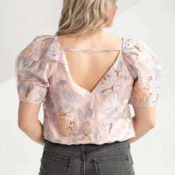 Piper & Scoot Tops The Annabelle Textured Bodysuit In Blush