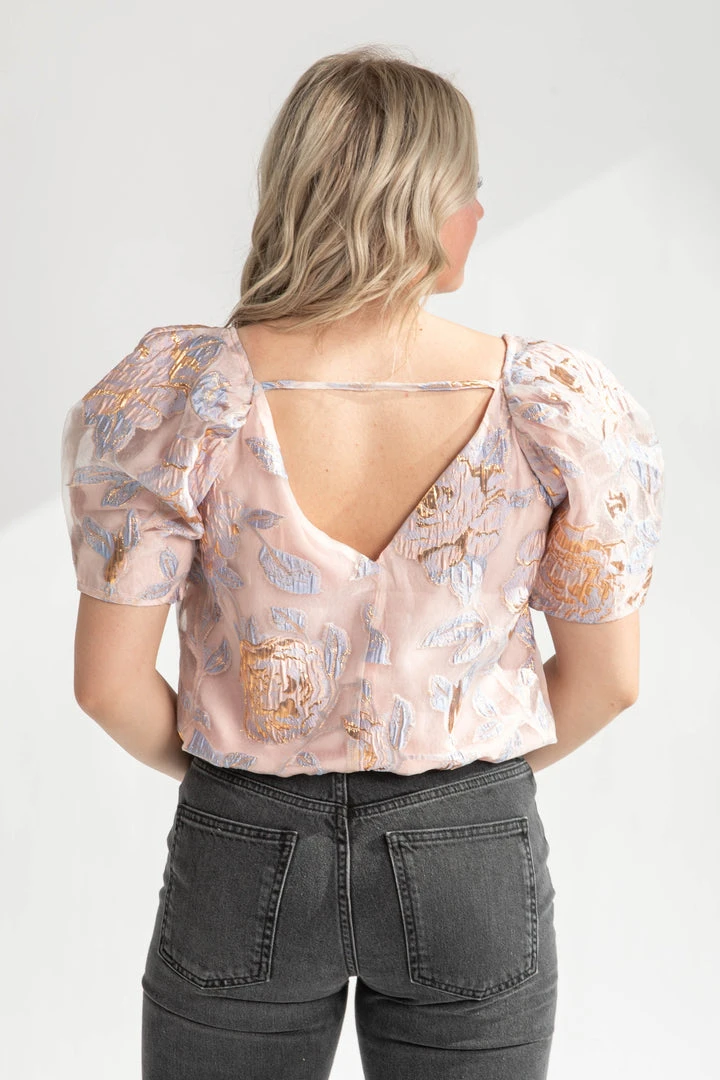 Piper & Scoot Tops The Annabelle Textured Bodysuit In Blush