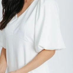 Piper & Scoot: The Graceful Puff Sleeve Dress In White