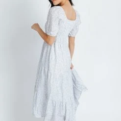 Piper & Scoot The Drew Floral Dress In Grey Blue