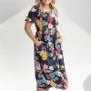 Piper & Scoot The Webber Smocked Square Neck Midi Dress In Navy Dresses
