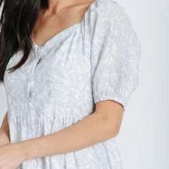 Piper & Scoot The Drew Floral Dress In Grey Blue