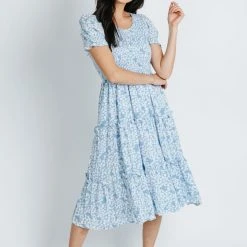 Piper & Scoot The McCall Floral Dress In French Blue