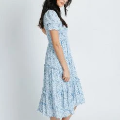 Piper & Scoot The McCall Floral Dress In French Blue