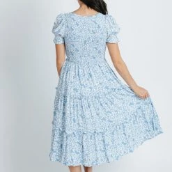 Piper & Scoot The McCall Floral Dress In French Blue