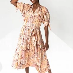 Piper & Scoot Dresses The Rosalind Paisley Midi Dress In Sunset Floral