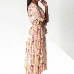 Piper & Scoot Dresses The Rosalind Paisley Midi Dress In Sunset Floral