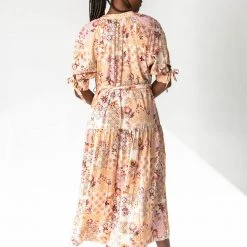 Piper & Scoot Dresses The Rosalind Paisley Midi Dress In Sunset Floral