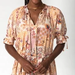 Piper & Scoot Dresses The Rosalind Paisley Midi Dress In Sunset Floral