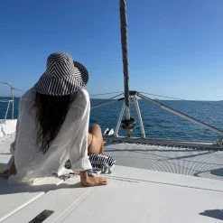 Piper & Scoot The Wide Brim Hat In Navy Stripe Accessories