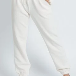 Piper & Scoot The Hailey Textured Jogger In Cream Bottoms + Jumpsuits