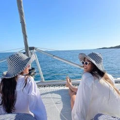 Piper & Scoot The Wide Brim Hat In Navy Stripe Accessories