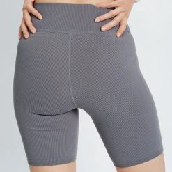 Piper & Scoot The Palmer Ribbed Biker Short In Slate Bottoms + Jumpsuits