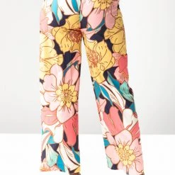 Piper & Scoot The Sander Floral Zipper Front Pants In Pink Bottoms + Jumpsuits