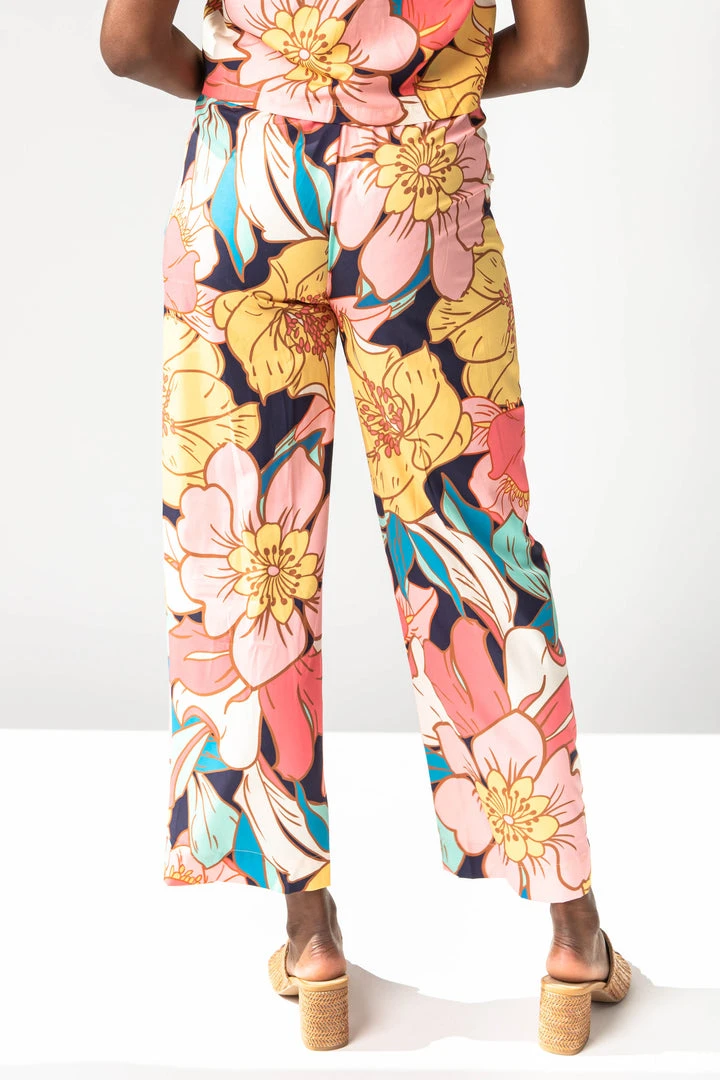 Piper & Scoot The Sander Floral Zipper Front Pants In Pink Bottoms + Jumpsuits