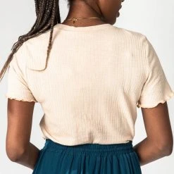 Piper & Scoot The Warner Lettuce Hem Tee In Tan