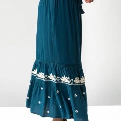 Piper & Scoot The Leeds Tiered Maxi Skirt In Deep Teal