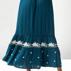 Piper & Scoot The Leeds Tiered Maxi Skirt In Deep Teal