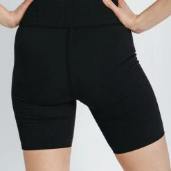 Piper & Scoot The Palmer Ribbed Biker Short In Black