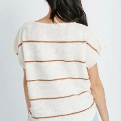 Piper & Scoot The Fionna Striped Knit In Ivory Tops