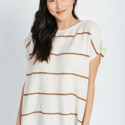 Piper & Scoot The Fionna Striped Knit In Ivory Tops