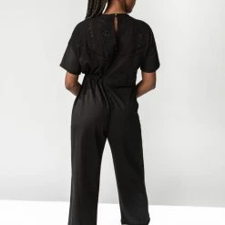 Piper & Scoot The Salford Lace Contrast Jumpsuit In Black Bottoms + Jumpsuits