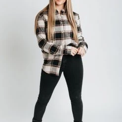 Piper & Scoot Tops The Schilling Button Up Blouse In Black + Rust