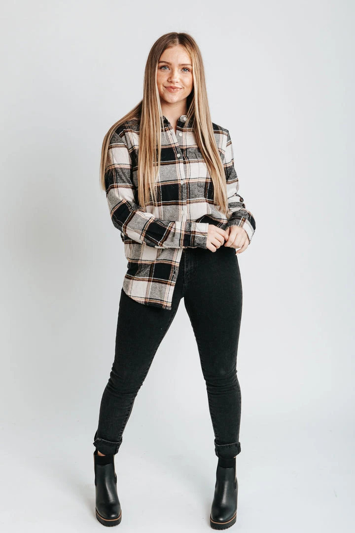 Piper & Scoot Tops The Schilling Button Up Blouse In Black + Rust