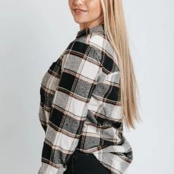 Piper & Scoot Tops The Schilling Button Up Blouse In Black + Rust