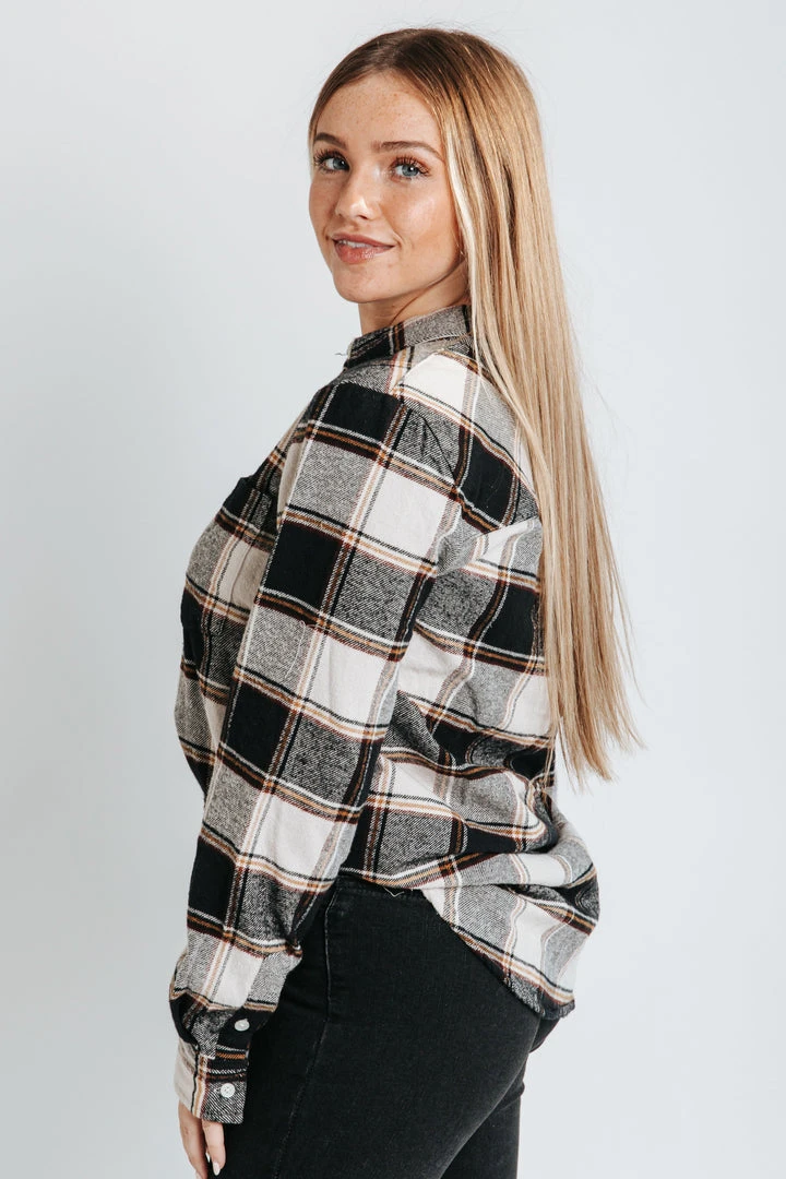 Piper & Scoot Tops The Schilling Button Up Blouse In Black + Rust