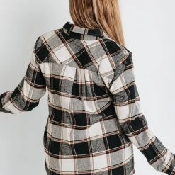 Piper & Scoot Tops The Schilling Button Up Blouse In Black + Rust