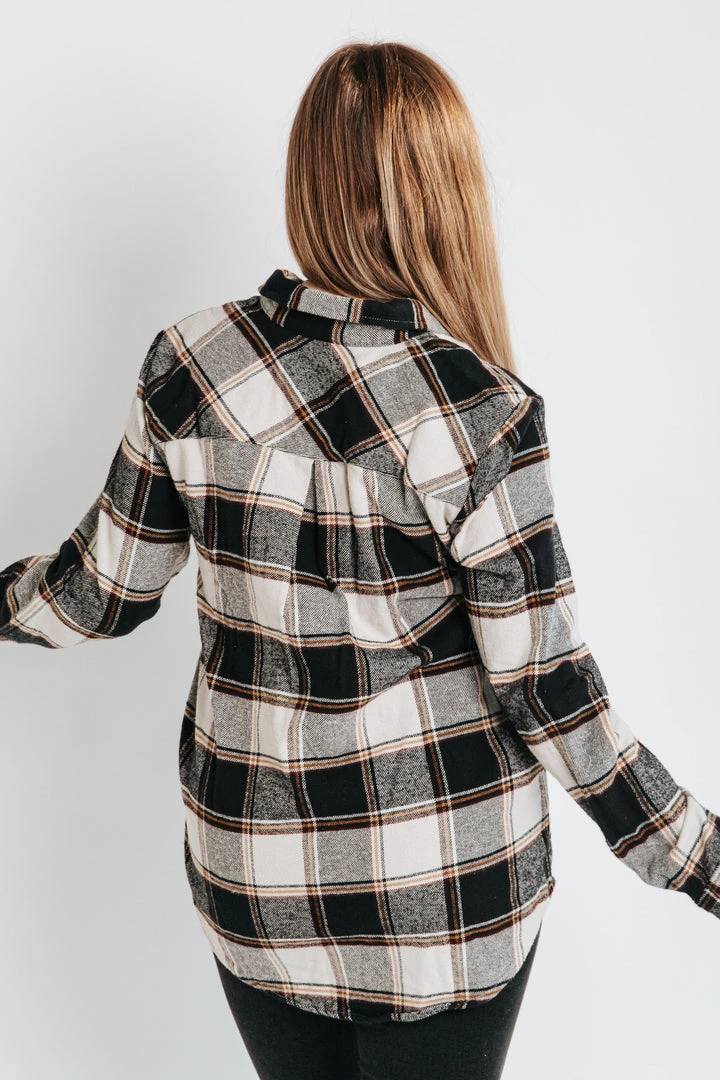 Piper & Scoot Tops The Schilling Button Up Blouse In Black + Rust