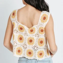 Piper & Scoot Tops The Cardenas Crochet Top In Taupe