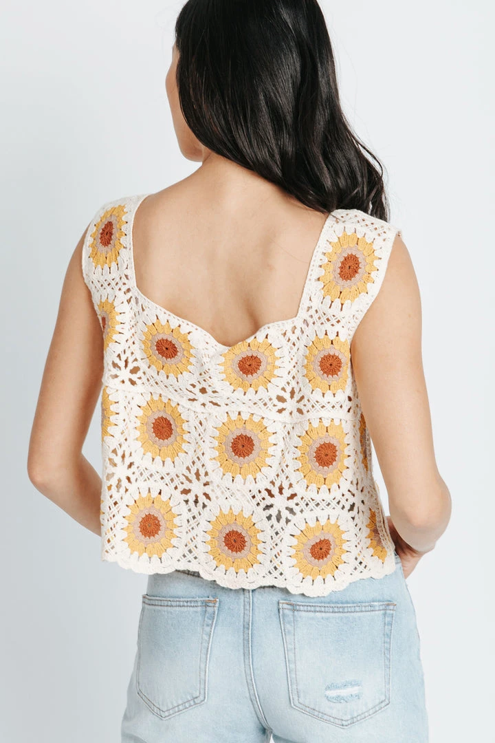 Piper & Scoot Tops The Cardenas Crochet Top In Taupe