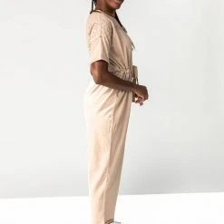 Piper & Scoot The Salford Lace Contrast Jumpsuit In Natural Bottoms + Jumpsuits