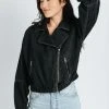 Piper & Scoot The Alondra Zip Up Jacket In Black Denim