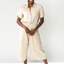 Piper & Scoot The Kaysha Linen Jumpsuit In Natural Bottoms + Jumpsuits