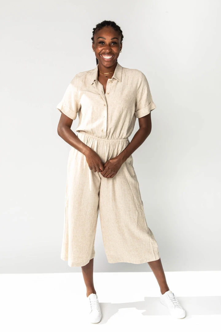Piper & Scoot The Kaysha Linen Jumpsuit In Natural Bottoms + Jumpsuits