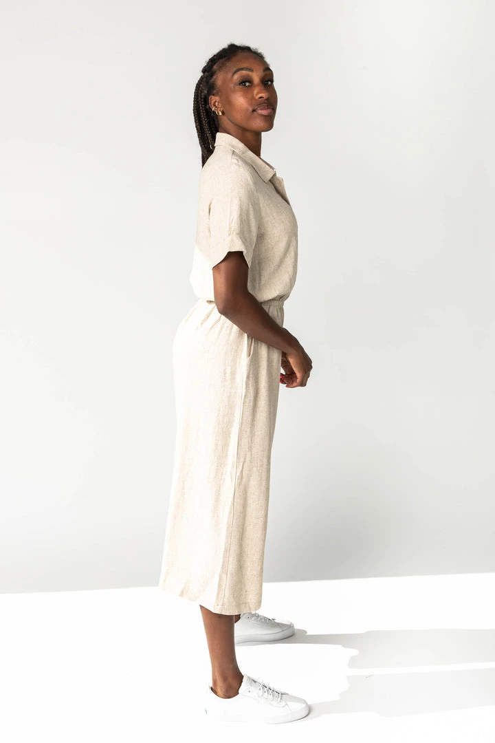 Piper & Scoot The Kaysha Linen Jumpsuit In Natural Bottoms + Jumpsuits