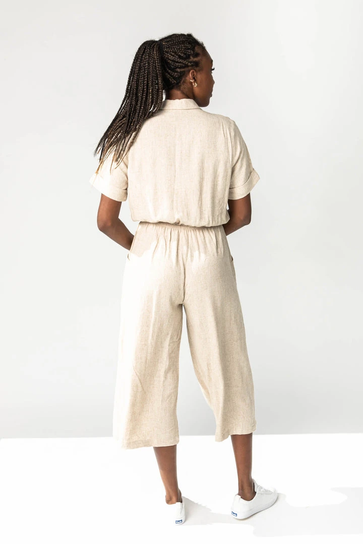 Piper & Scoot The Kaysha Linen Jumpsuit In Natural Bottoms + Jumpsuits
