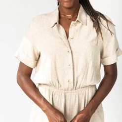 Piper & Scoot The Kaysha Linen Jumpsuit In Natural Bottoms + Jumpsuits