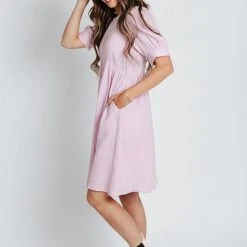 The Sweetheart Puff Sleeve Dress In Lilac