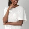 Piper & Scoot Tops The Oswell Flutter Sleeve Blouse In Ivory