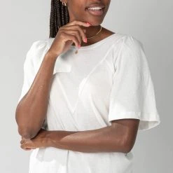 Piper & Scoot Tops The Oswell Flutter Sleeve Blouse In Ivory