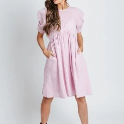 The Sweetheart Puff Sleeve Dress In Lilac